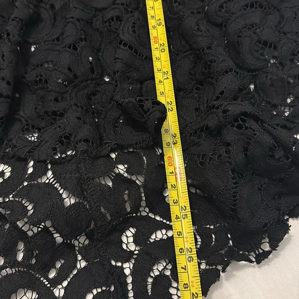 Haute Monde Black crochet Lace Overlay peplum Top SZ Large whimsigoth night out - Picture 8 of 11